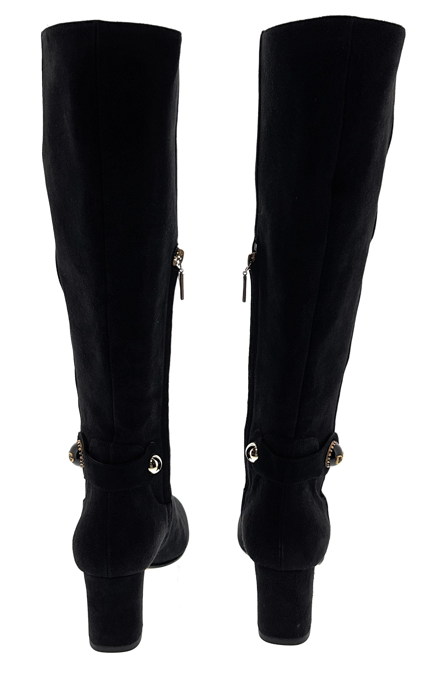 Dolce & Gabbana Block Heel Knee High Suede Boots-36.5