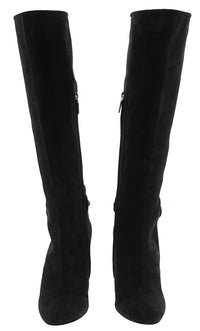Dolce & Gabbana Block Heel Knee High Suede Boots-36