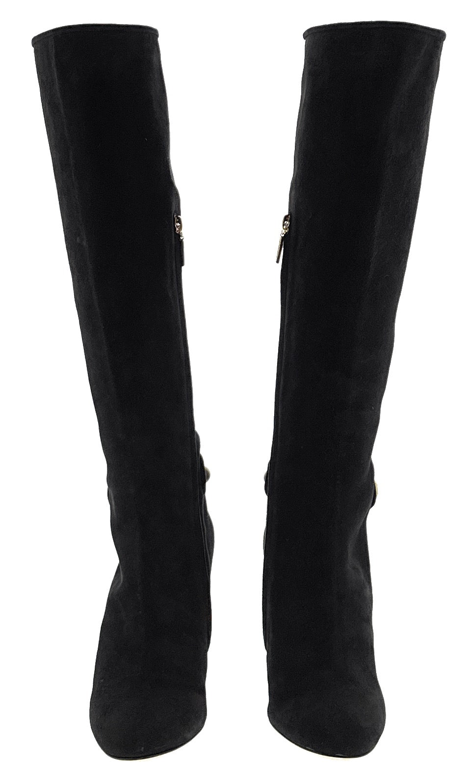 Dolce & Gabbana Block Heel Knee High Suede Boots-36