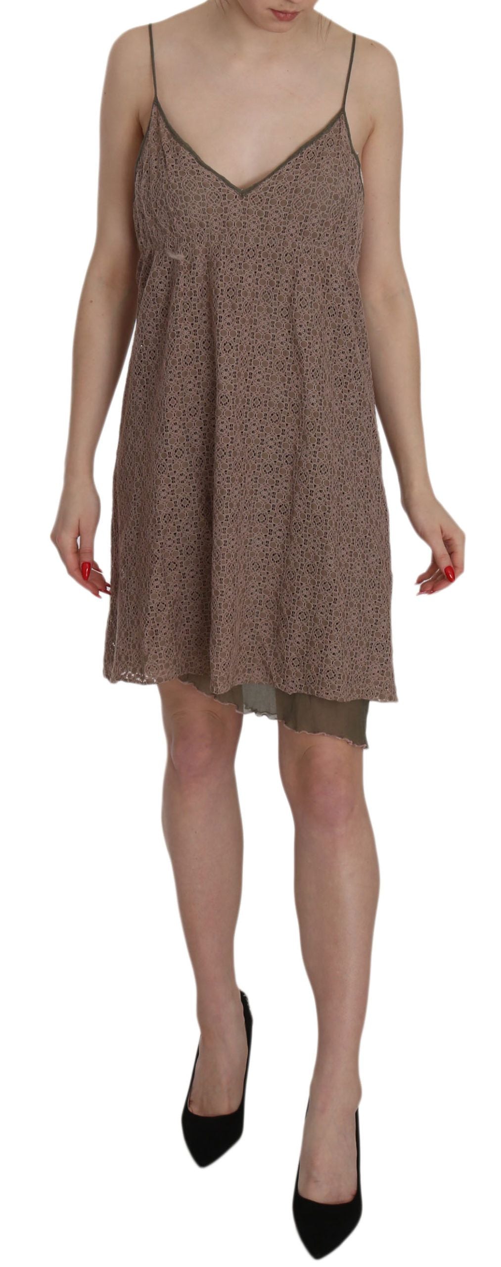 PINK MEMORIES Cotton Green Spaghetti Strap A-line Mini Women's Dress