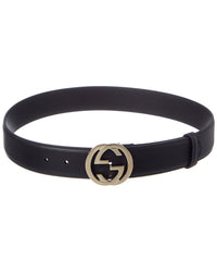 Gucci Interlocking G Leather Belt Black