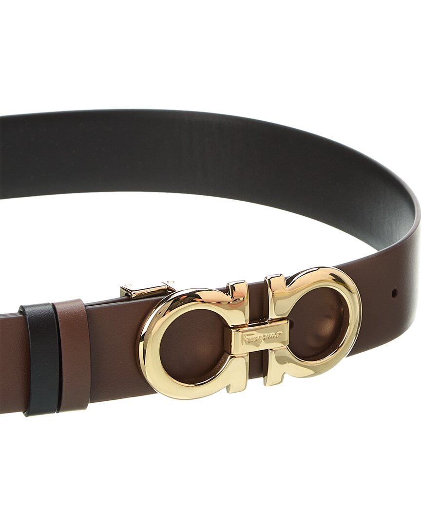 Ferragamo Ferragamo Gancini Reversible & Adjustable Leather Belt, 100, Brown