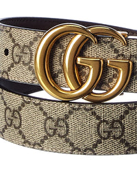 Gucci Gucci Gg Marmont Reversible Gg Supreme Canvas & Leather Belt