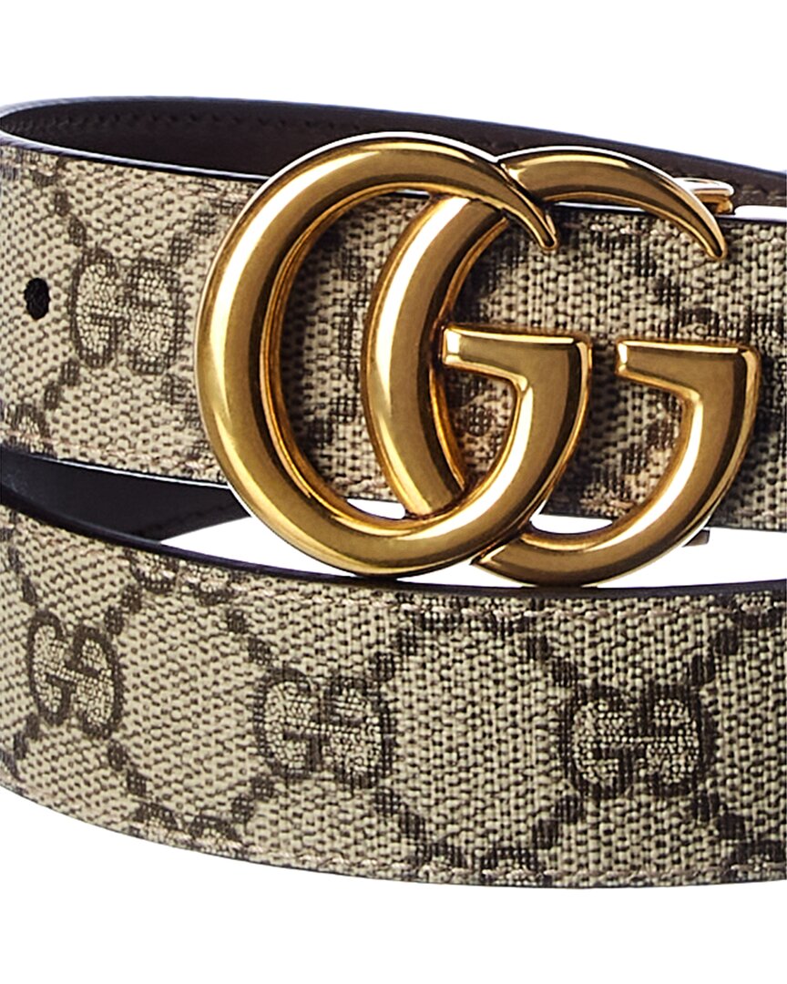 Gucci Gucci Gg Marmont Reversible Gg Supreme Canvas & Leather Belt