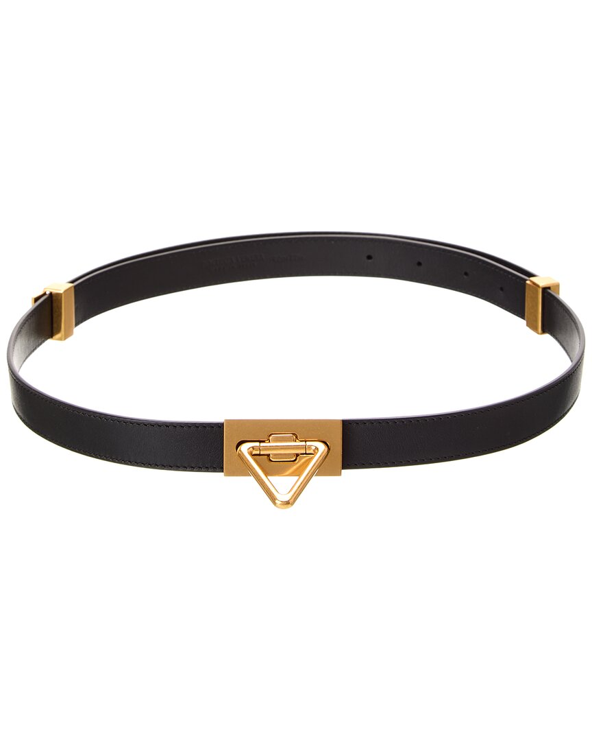 Bottega Veneta Triangle Buckle Leather Belt Black 90 cm