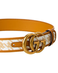 Gucci Gg Straw & Leather Belt