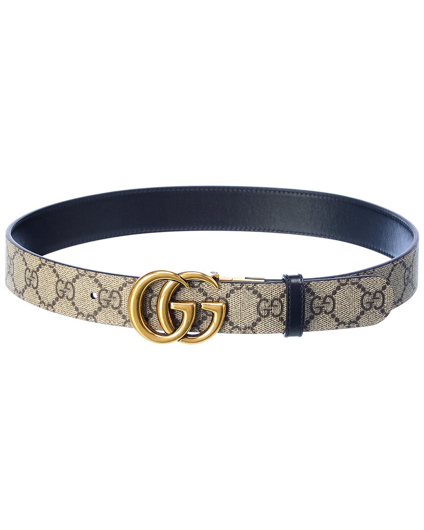 Gucci Gg Marmont Reversible Gg Supreme Canvas & Leather Belt