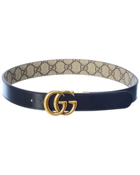 Gucci Gg Marmont Reversible Gg Supreme Canvas & Leather Belt