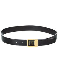 Saint Laurent La 66 Lacquered Leather Belt Black