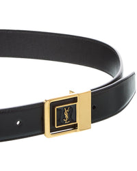 Saint Laurent La 66 Lacquered Leather Belt