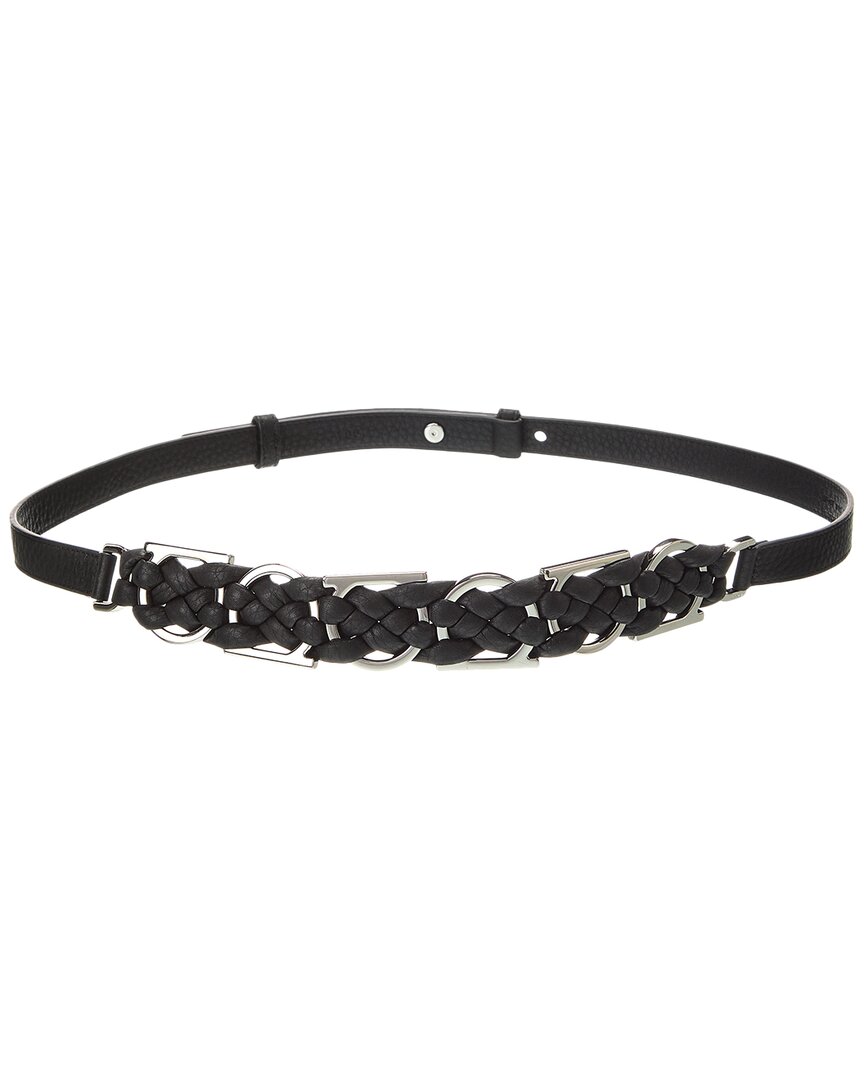 Ferragamo Braided Leather Belt Black One Size Fits All