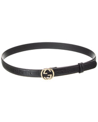Gucci Interlocking G Leather Belt Black