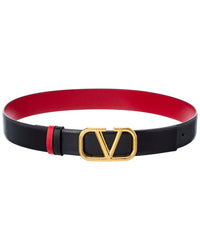 Valentino Valentino Vlogo 30Mm Reversible Leather Belt, 80, Black