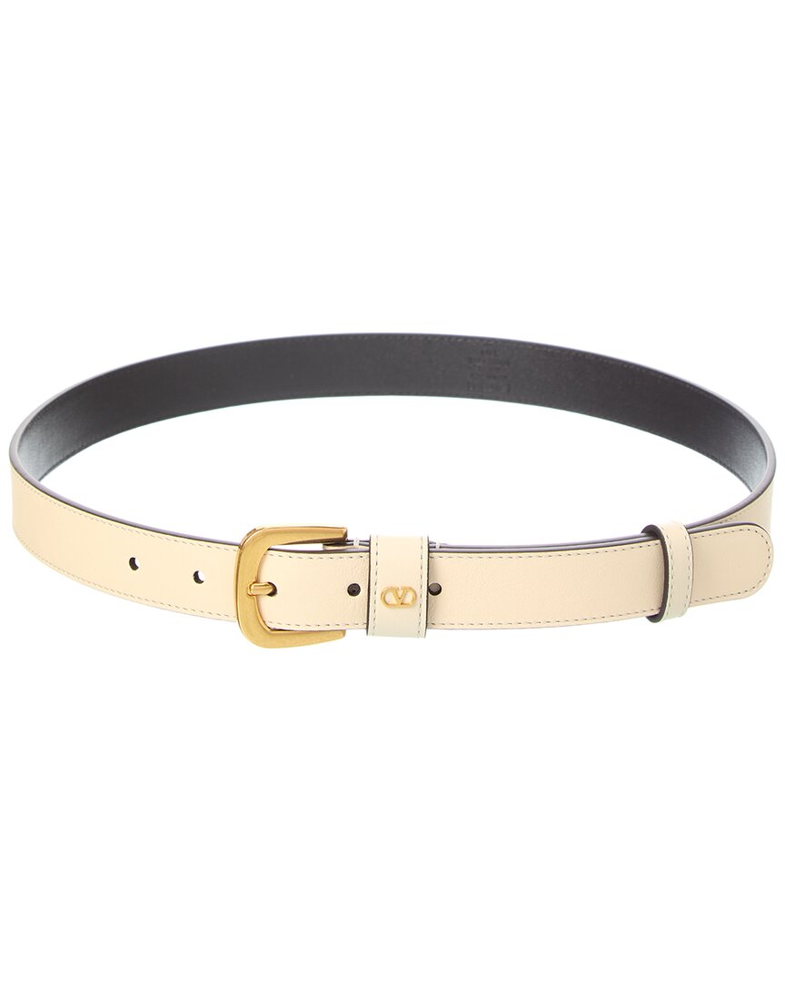 Valentino Vlogo Signature Mini Leather Belt White
