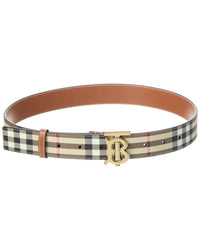 Burberry Burberry Check Tb E-Canvas & Leather Belt