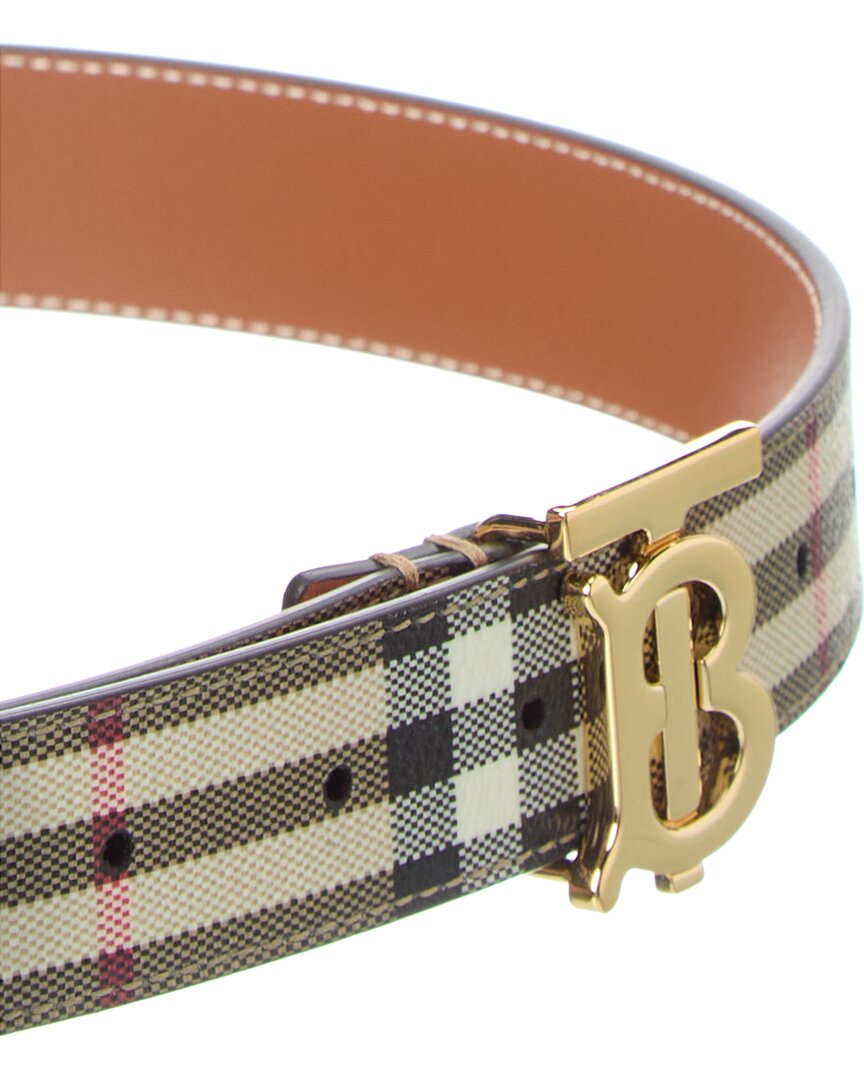 Burberry Check Tb E-Canvas & Leather Belt – Bluefly