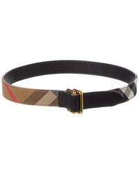 Burberry Check Canvas & Leather Belt