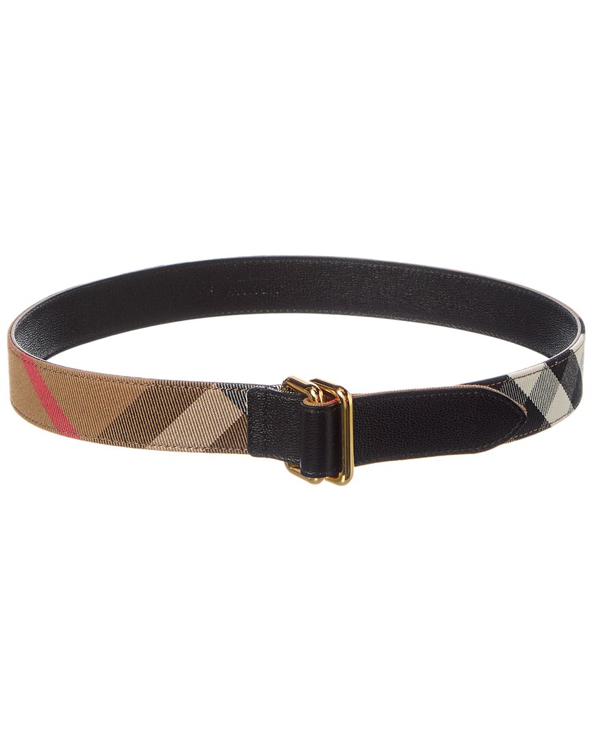 Burberry Check Canvas & Leather Belt