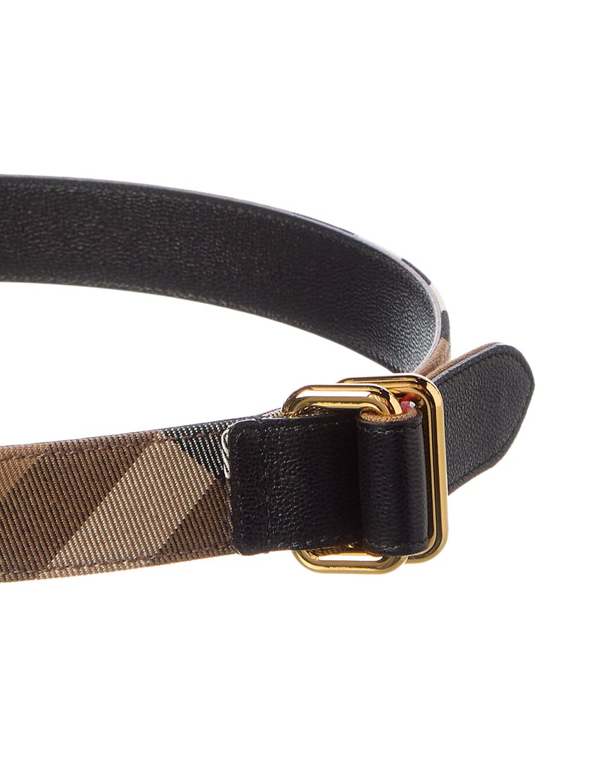 Burberry Check Canvas & Leather Belt