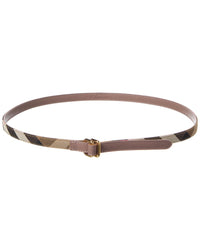 Burberry Check Canvas & Leather Belt