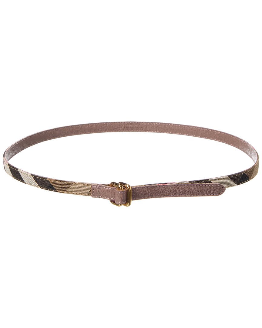 Burberry Check Canvas & Leather Belt