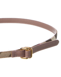 Burberry Check Canvas & Leather Belt