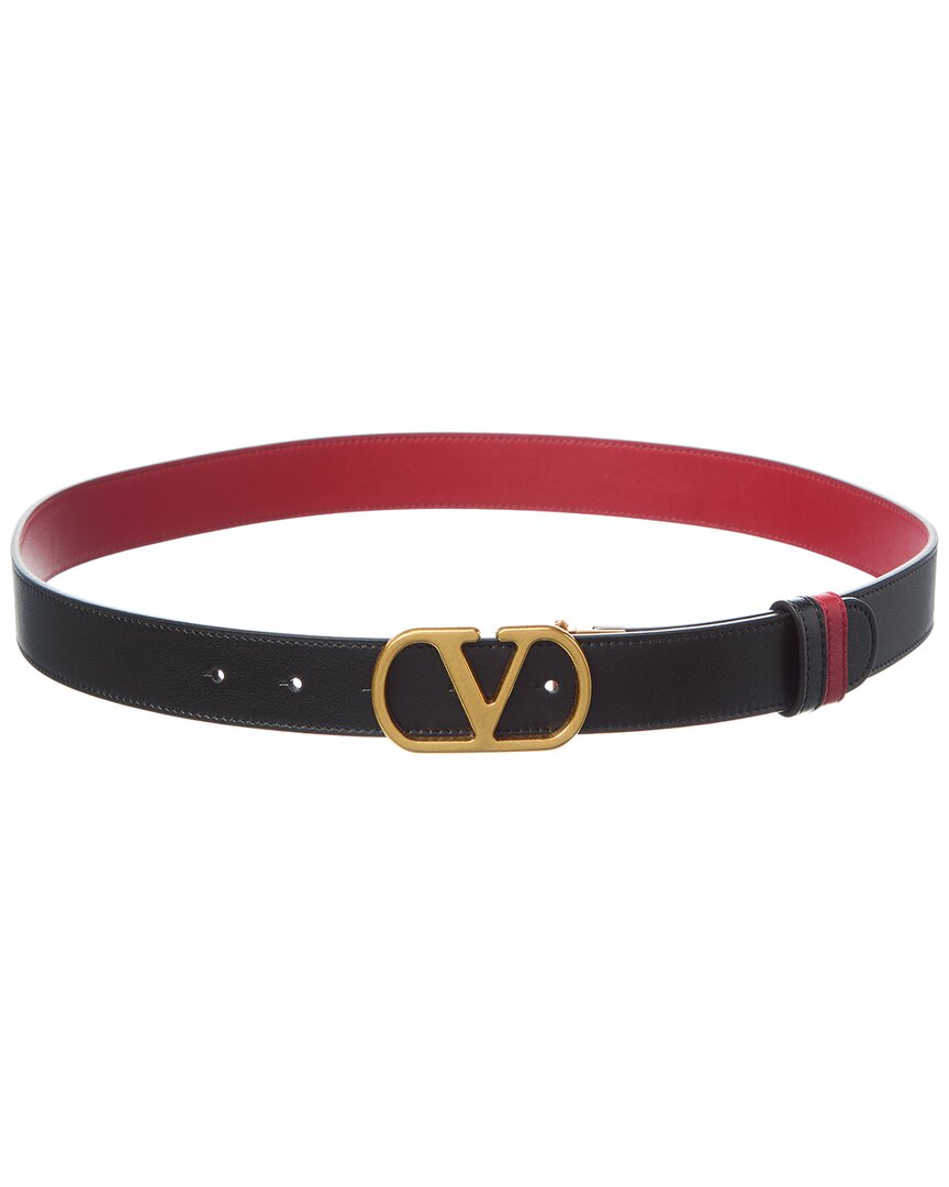 Valentino Vlogo Signature Reversible Leather Belt Black