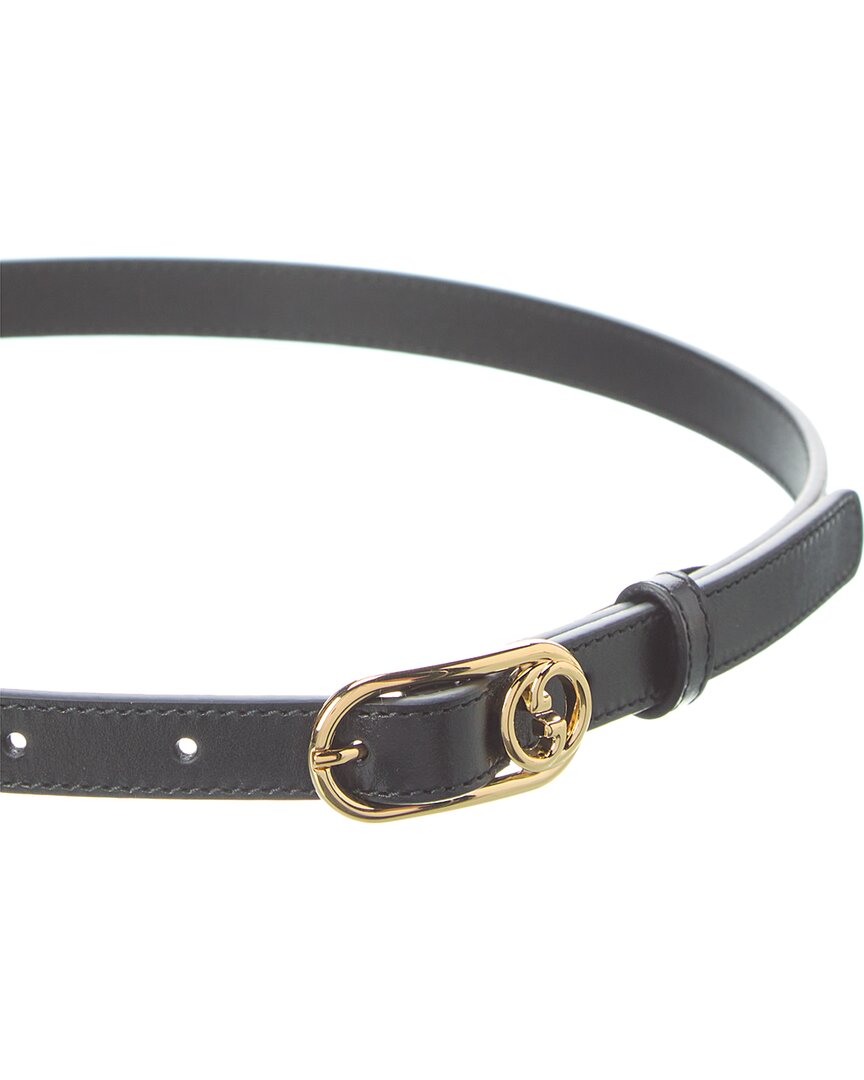 【GUCCI】INTERLOCKING G THIN BELT Thin belt with Round Interlocking G in black leather | GUCCI® US