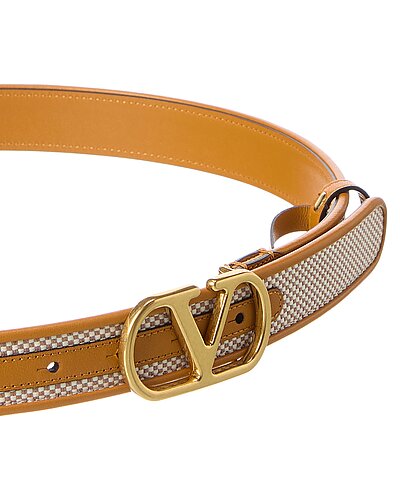 Valentino Vlogo Signature Canvas & Leather Belt