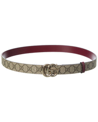 Gucci Gg Marmont Reversible Gg Supreme Canvas & Leather Belt
