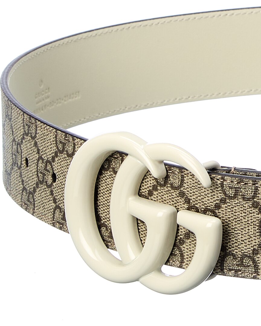 Gucci Gg Marmont Wide Gg Supreme Canvas & Leather Belt