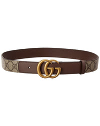 Gucci Gg Supreme Canvas & Leather Belt