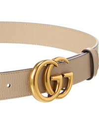 Gucci Gg Marmont Thin Gg Supreme Canvas & Leather Belt