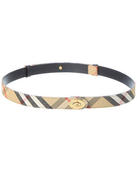 Burberry Burberry Cotswoods Check Canvas & Leather Belt