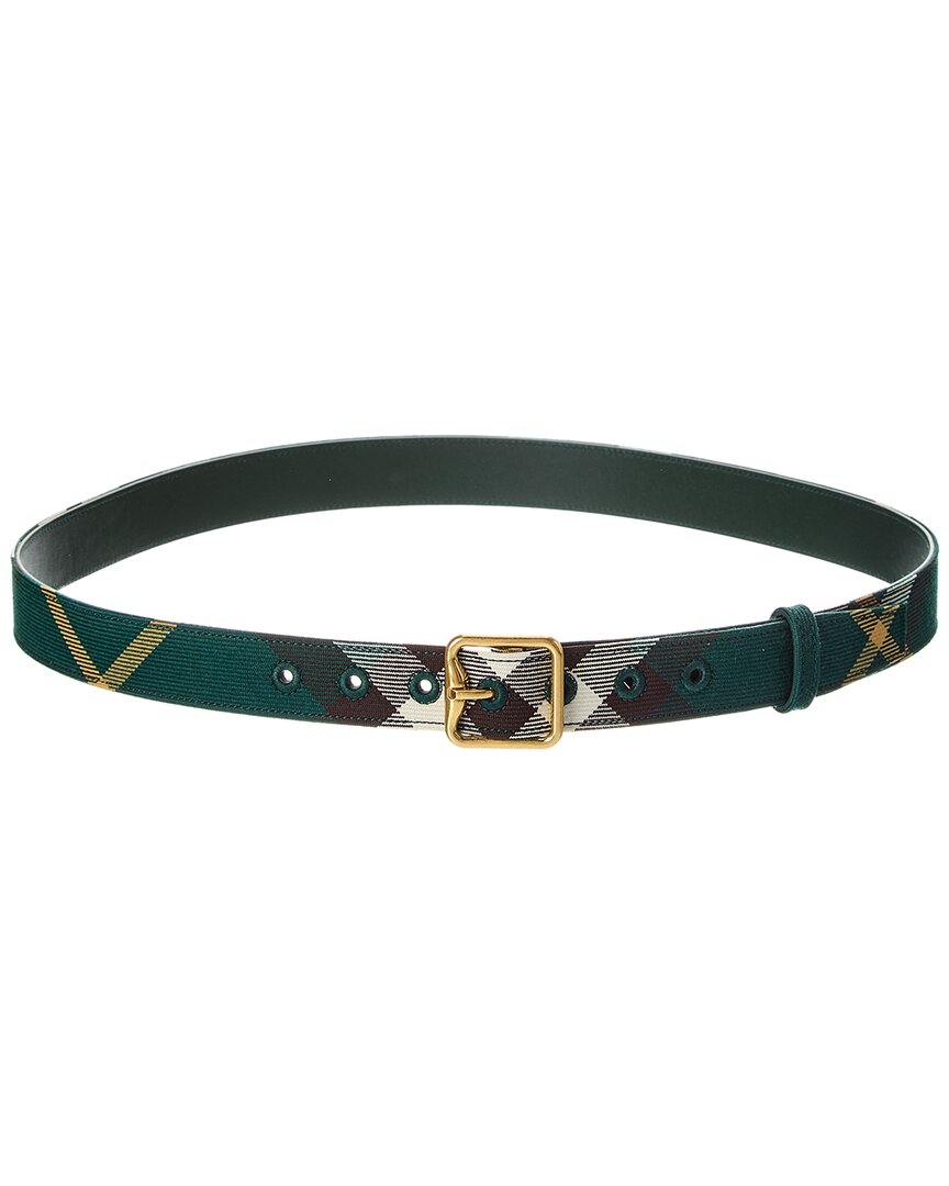 Burberry Check Canvas & Leather Belt