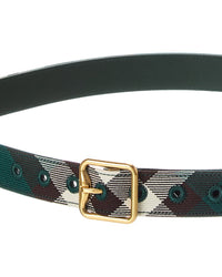 Burberry Check Canvas & Leather Belt