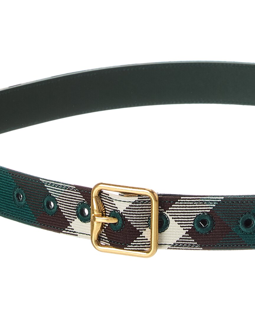 Burberry Check Canvas & Leather Belt