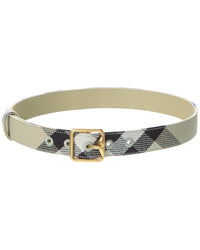 Burberry Check Canvas & Leather Belt