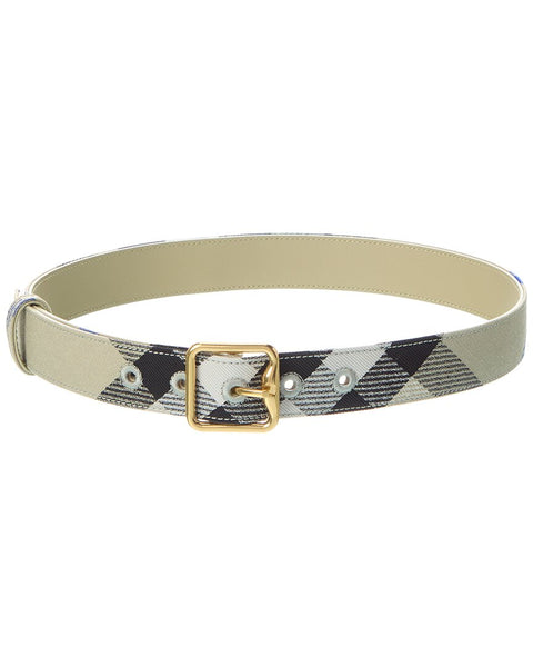 Burberry Check Canvas & Leather Belt – Bluefly display picture 3
