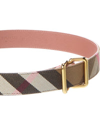 Burberry Check Canvas & Leather Belt