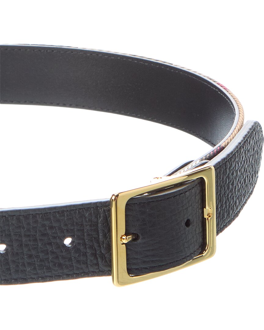 Burberry Check Canvas & Leather Belt