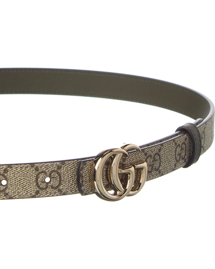 Gucci Gg Marmont Thin Reversible Gg Supreme Canvas & Leather Belt