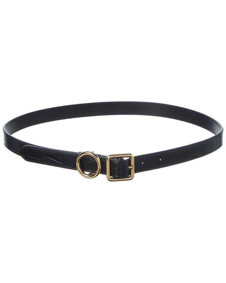 Jacquemus Regalo Thin Croc-Embossed Leather Belt