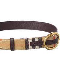 Burberry Reversible Check Coated Canvas & Leather Belt