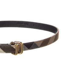 Burberry Reversible Check Canvas & Leather Belt