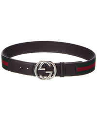Gucci Interlocking G Web & Leather Belt