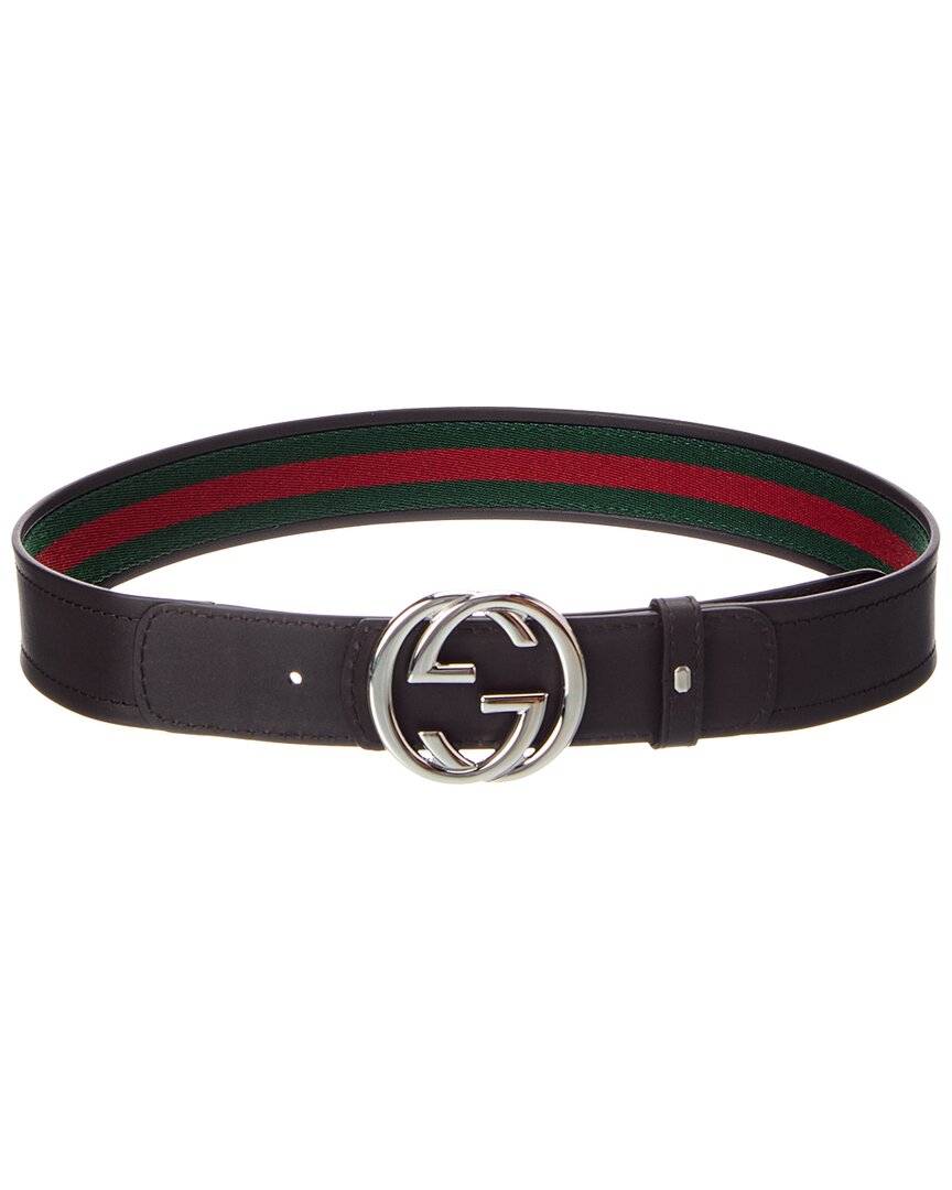 Gucci Interlocking G Web & Leather Belt