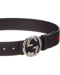 Gucci Interlocking G Web & Leather Belt