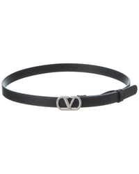 Valentino Valentino Vlogo Signature Leather Crystal Belt