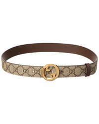 Gucci Gucci Blondie Gg Supreme Canvas & Leather Belt